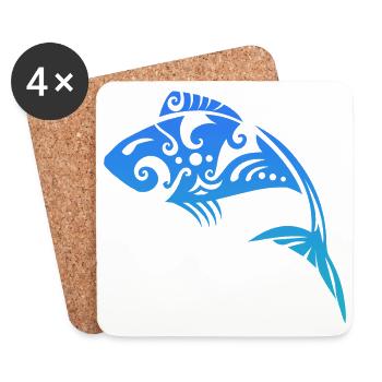 Maori Fish Tribal Tattoo - Gift Idea - Coasters (set of 4) - white - Front