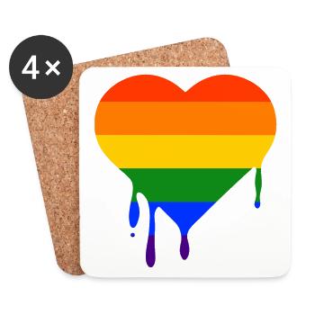 LGBT Herz Heart Gay Pride CSD Regenbogen - Untersetzer (4er-Set) - Weiß - Vorne