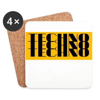 techno techno techno yellow - Coasters (set of 4) - white - Front