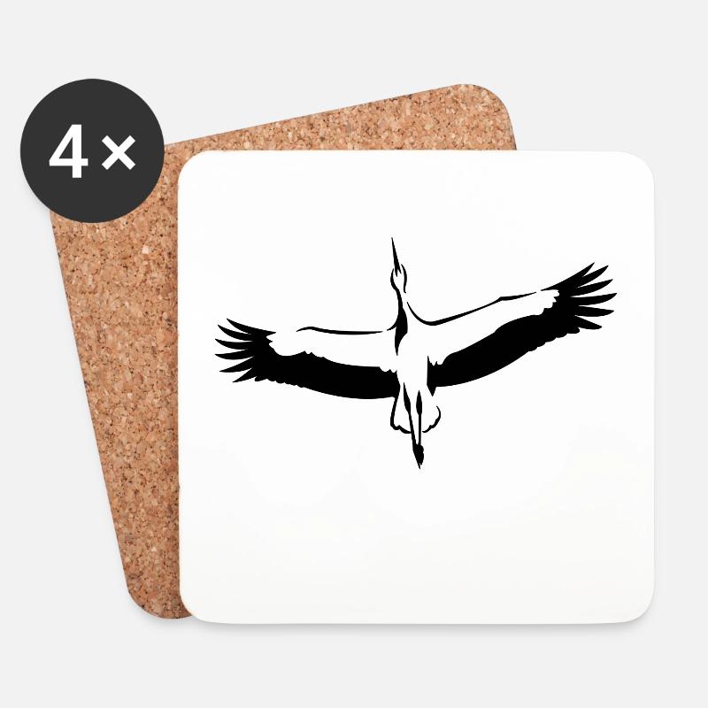 Storch - Untersetzer (4er-Set) - Weiß