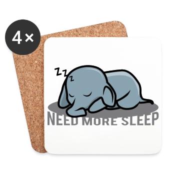 Little elephant needs more sleep bed dream - Coasters (set of 4) - white - Front