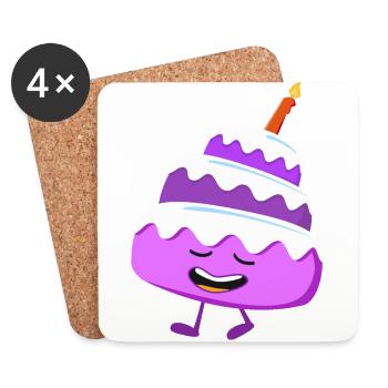 Birthday cake - Coasters (set of 4) - white - Front