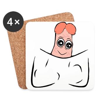 Pocket penis in the pocket - Coasters (set of 4) - white - Front