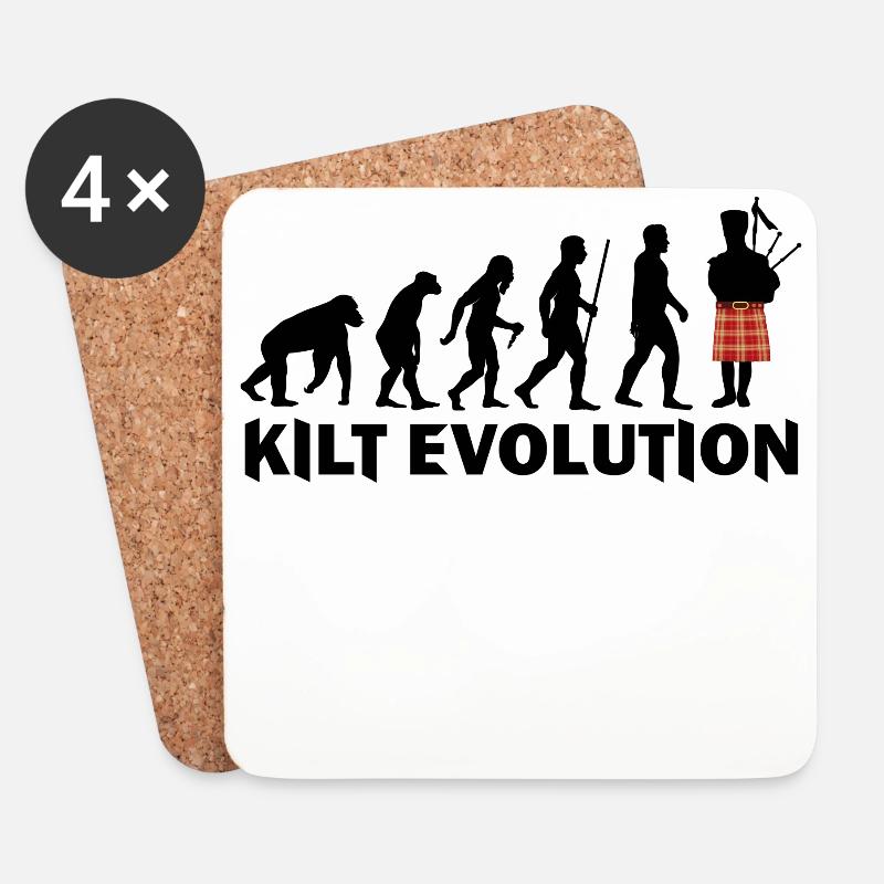 Kilt Evolution Darwin Funny T-Shirt - Untersetzer (4er-Set) - Weiß