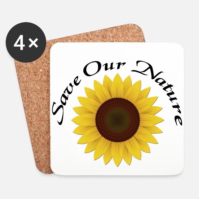 Save our Nature - Sunflower - Untersetzer (4er-Set) - Weiß