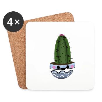 CUTE PINCUSHION CACTUS POT - Coasters (set of 4) - white - Front