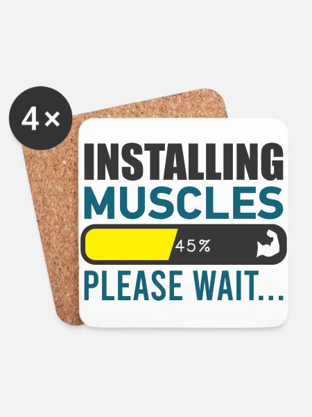 Installing Muscles Fitness Gym Workout Training - Coasters (set of 4) - white