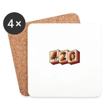 420 Retro Logo - Untersetzer (4er-Set) - Weiß - Vorne