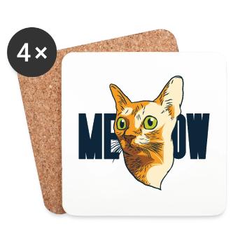"Meow" T-shirt pour chats - différentes tailles. - Dessous de verre (lot de 4) - blanc - Devant