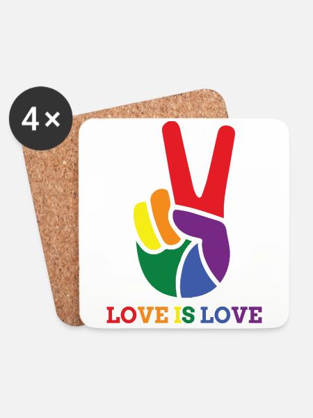 LOVE IS LOVE - Coasters (set of 4) - white