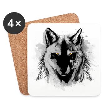 Wolf - Untersetzer (4er-Set) - Weiß - Vorne