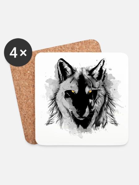 wolf - Coasters (set of 4) - white