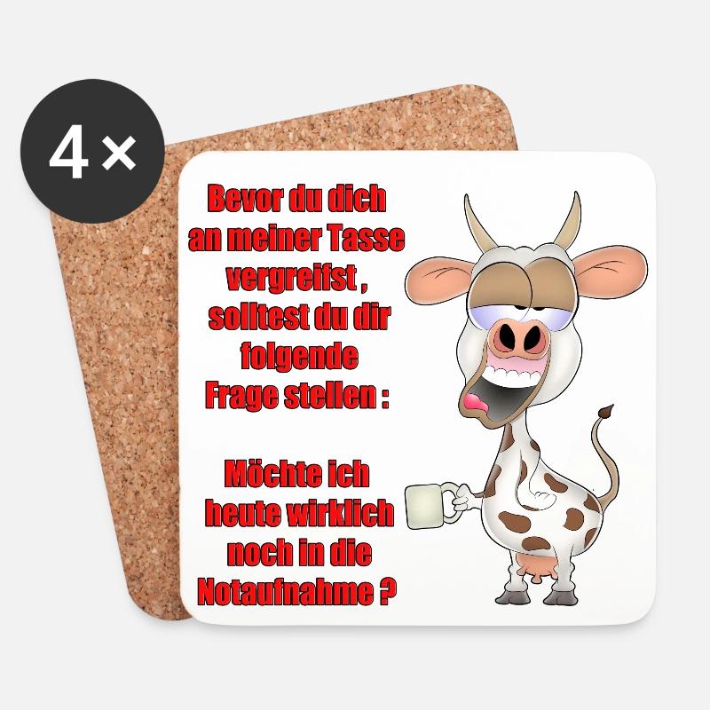 Kuh mit Kaffee - Untersetzer (4er-Set) - Weiß