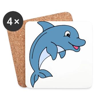Children dolphin - Coasters (set of 4) - white - Front