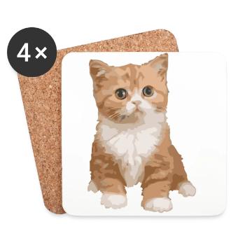 chat - chat - Dessous de verre (lot de 4) - blanc - Devant