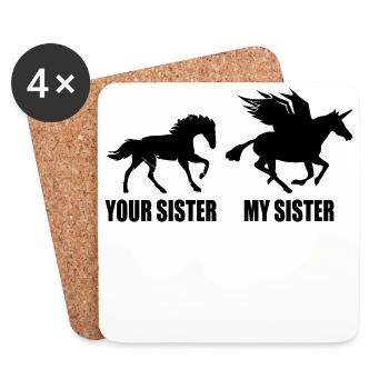 Your Sister My Sister Flying Unicorn Animal Shirt - Untersetzer (4er-Set) - Weiß - Vorne