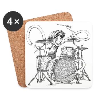 Punkrock Drummer – Rocker Design - Coasters (set of 4) - white - Front
