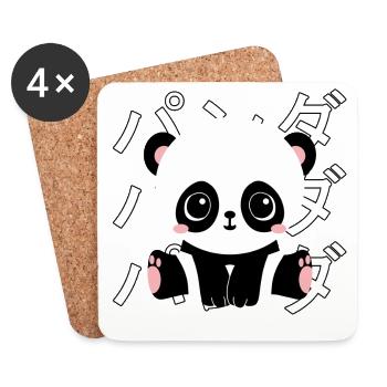 Manga Panda - Dessous de verre (lot de 4) - blanc - Devant