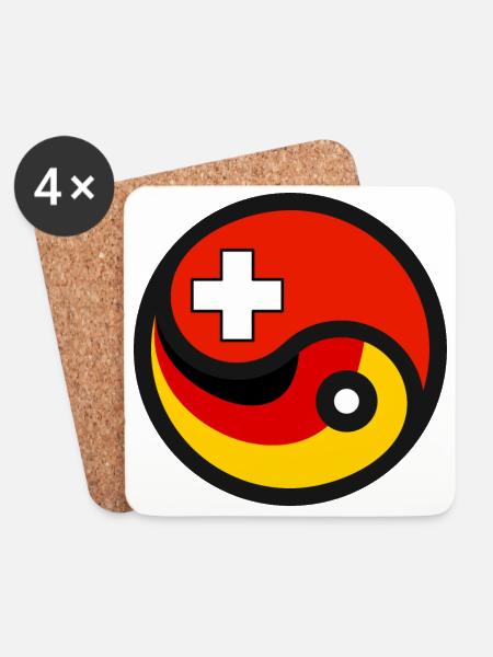 Yin & Yang - Deutschland & Schweiz - Untersetzer (4er-Set) - Weiß