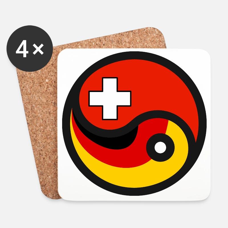 Yin & Yang - Deutschland & Schweiz - Untersetzer (4er-Set) - Weiß