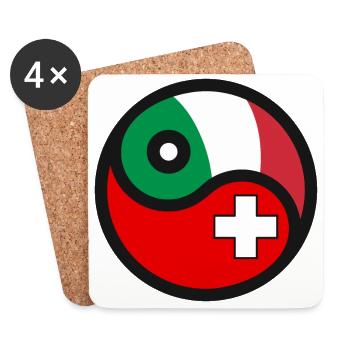 Yin & Yang - Suisse & Italie - Dessous de verre (lot de 4) - blanc - Devant
