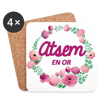 Atsem en or - Dessous de verre (lot de 4) - blanc - Devant