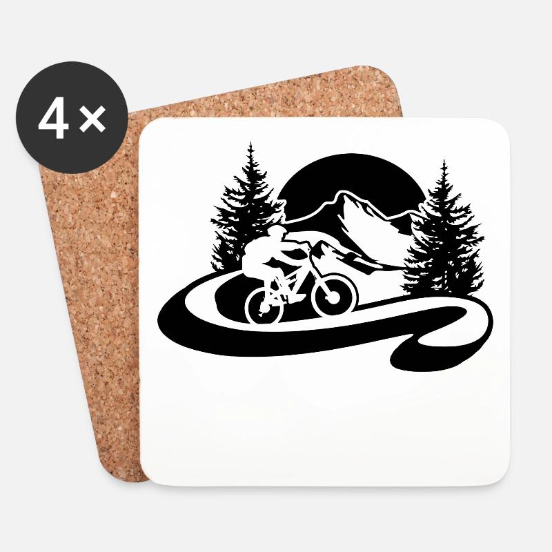 Mountainbike - Untersetzer (4er-Set) - Weiß