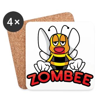 ZOMBEE Zombie Biene lustiges Insekt Geschenkidee - Untersetzer (4er-Set) - Weiß - Vorne
