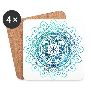 Mandala - Blue - Coasters (set of 4) - white - Front