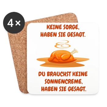Brathähnchen Hochsommer Lustige Sprüche Geschenk - Untersetzer (4er-Set) - Weiß - Vorne