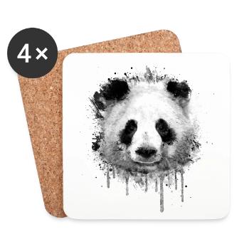 Cool Artistic Panda Portrait conception d'aquarell - Dessous de verre (lot de 4) - blanc - Devant