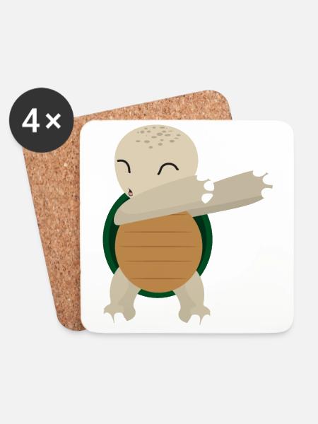 Dabbing Dabbing Meeresschildkröte - Geschenkidee - Untersetzer (4er-Set) - Weiß