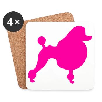 caniche - Dessous de verre (lot de 4) - blanc - Devant