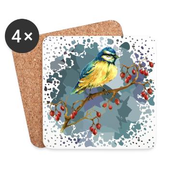 Oiseau de sikorka - Dessous de verre (lot de 4) - blanc - Devant