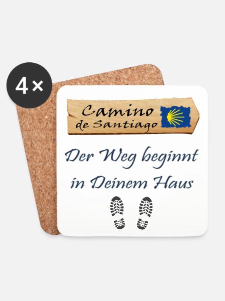Jakobsweg - Untersetzer (4er-Set) - Weiß
