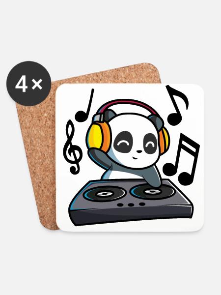 DJ Panda stands at the mixer and heats everyone up! - Coasters (set of 4) - white