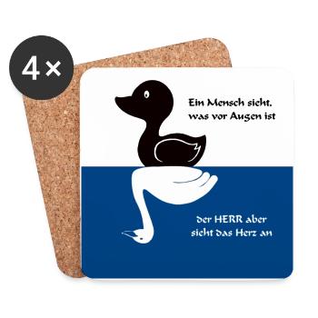 Ente Schwarn - Untersetzer (4er-Set) - Weiß - Vorne