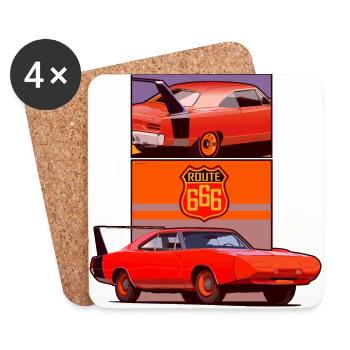 Route 666 - Coasters (set of 4) - white - Front