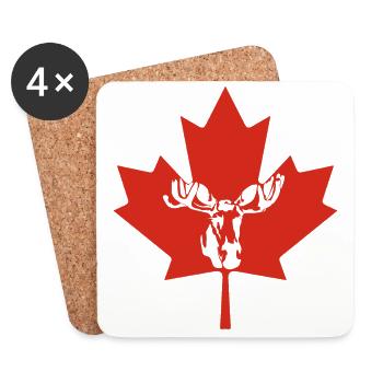 Canada Animaux d’orignal au Canada Idée cadeau - Dessous de verre (lot de 4) - blanc - Devant