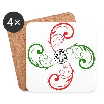 Croix Basque - Dessous de verre (lot de 4) - blanc - Devant