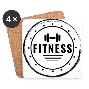 Fitness, Sport, Athlet, Gym, Fitnessstudio - Untersetzer (4er-Set) - Weiß - Vorne