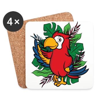 Perroquet dans la jungle, animal de la jungle à l'état sauvage - Dessous de verre (lot de 4) - blanc - Devant