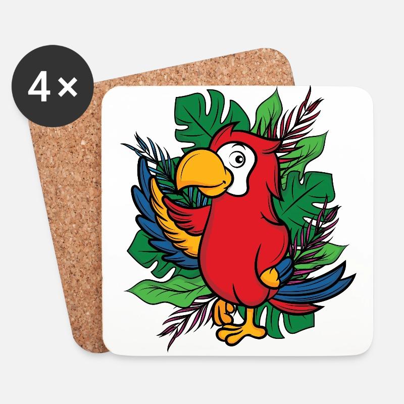 Papagei im Dschungel, Dschungeltier in der Wildnis - Untersetzer (4er-Set) - Weiß