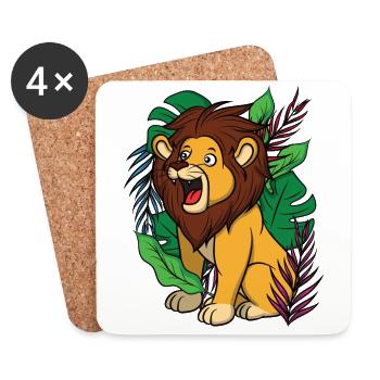 King of the jungle, lion in the jungle. wilderness - Coasters (set of 4) - white - Front