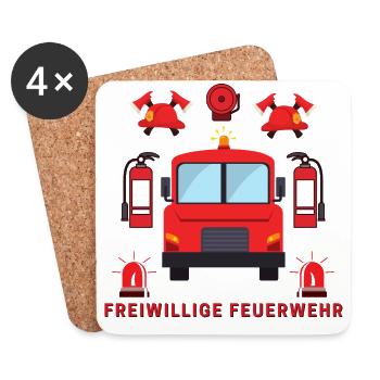 Pompier volontaire des pompiers (idée cadeau) - Dessous de verre (lot de 4) - blanc - Devant