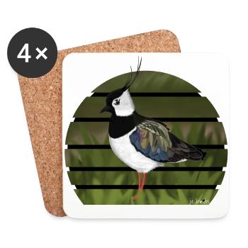 jz.birds Kiebitz Vogel Tier Design - Untersetzer (4er-Set) - Weiß - Vorne
