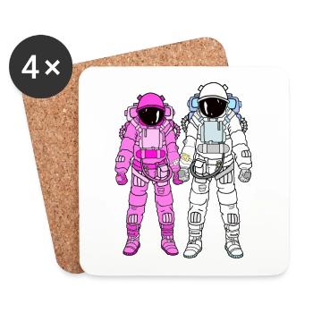 Astronaut couple - Coasters (set of 4) - white - Front