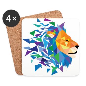 Lion (collection "Sauvage") - Dessous de verre (lot de 4) - blanc - Devant