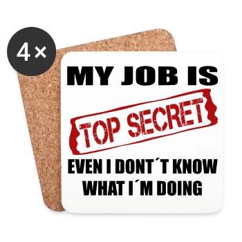 Mein Job ist Top Secret - Untersetzer (4er-Set) - Weiß - Vorne