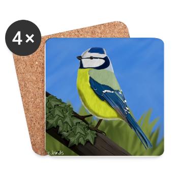 jz.birds blue tit bird design illustration - Coasters (set of 4) - white - Front